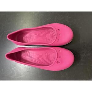 Crocs Girls Slip On Ballet Flats Pink Silver Glitter Size 3